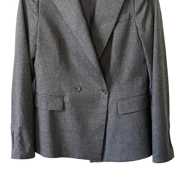 Talbots Woman Size 8 Blazer Jacket Doubled Breasted Wool Stretch Career Gray - Picture 5 of 11